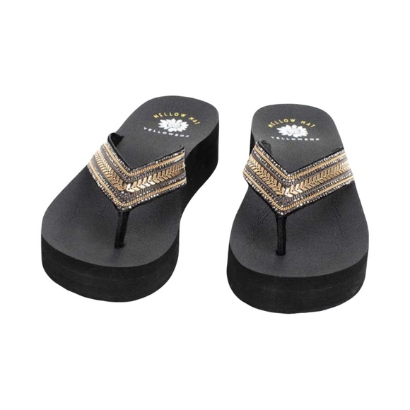 Yellow Box Shoes Yellow Box Blancah Wedge Flip Flops Sandals W